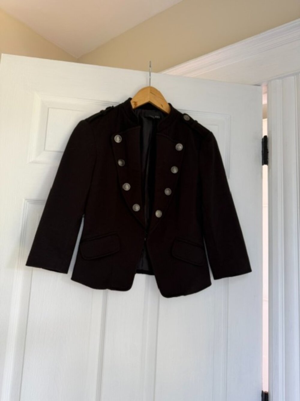 Vintage Forever 21 Black Military Style Blazer Jacket w Silver Buttons - Size S